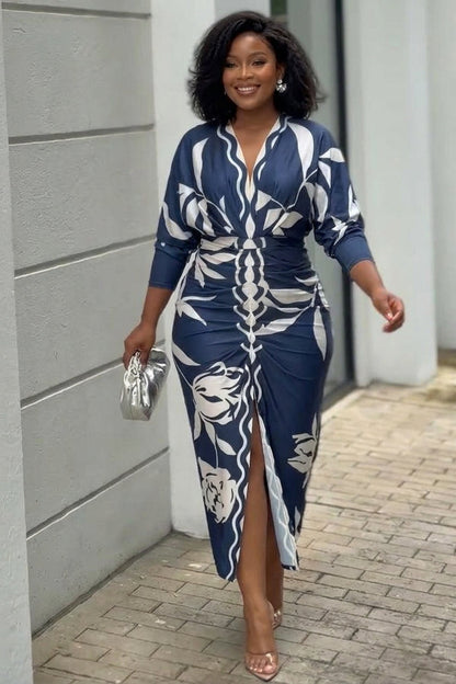Signy | Robe Midi Dolman Imprimé Unique Évasion Solaire