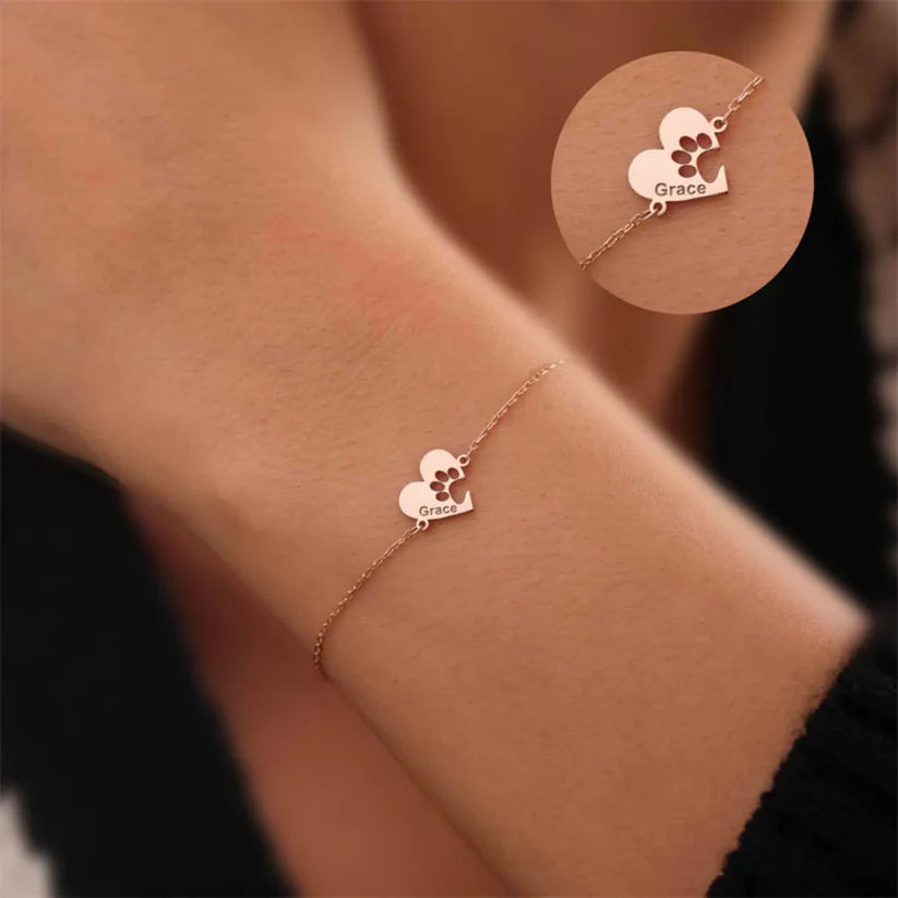 Bracelet cœur empreinte personnalisé