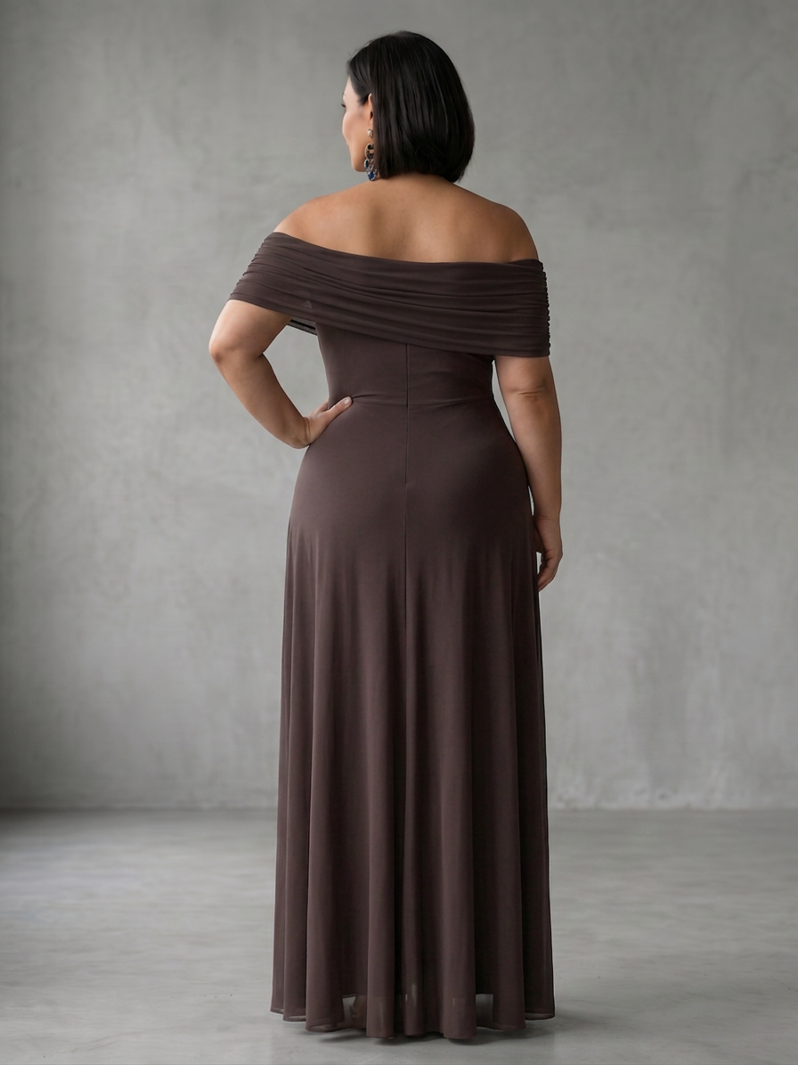 Astrid | Robe Midi Drapée Hors Épaule