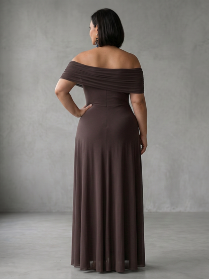 Astrid | Robe Midi Drapée Hors Épaule