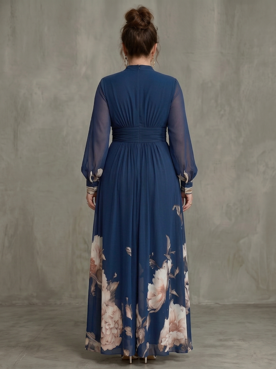 Etta | Robe Maxi à Manches Transparentes Plissées