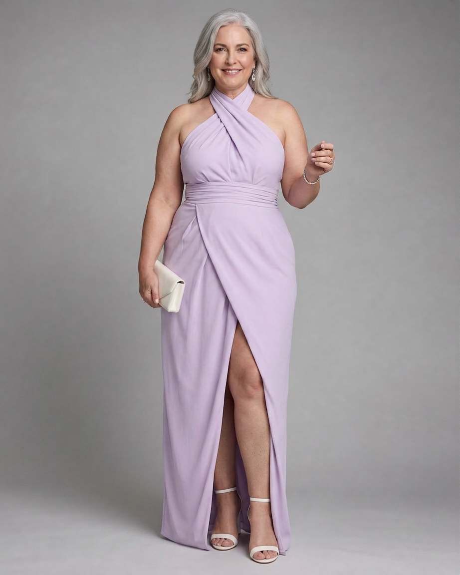 Nia | Robe Midi Drapée à Fente Latérale et Col Croisé