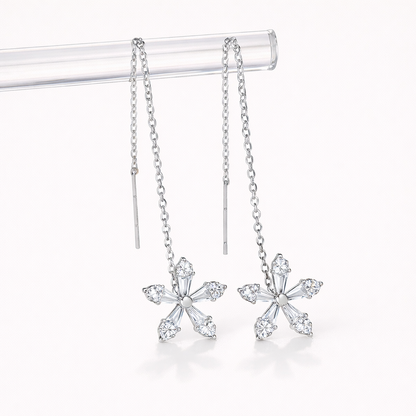 Boucles d’oreilles Fil Fleur Serties