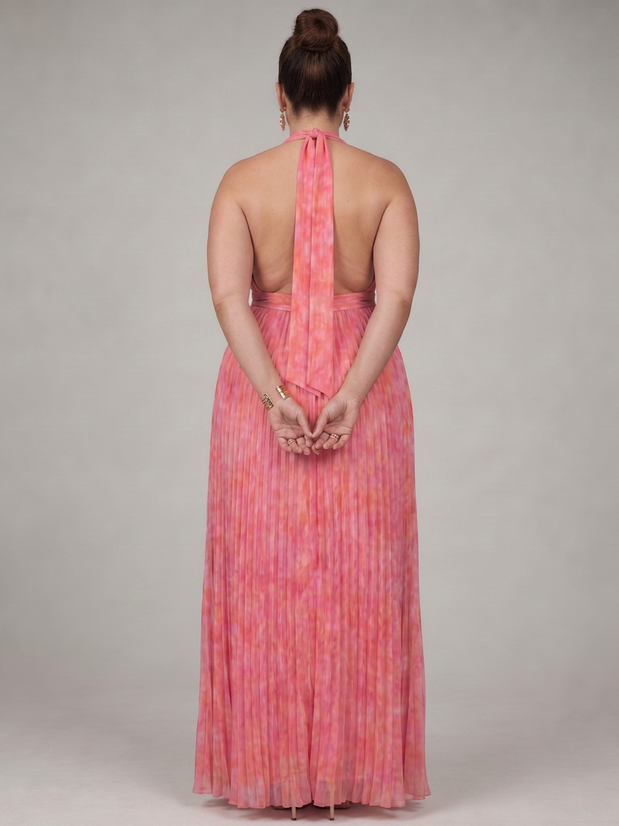 Cordelia | Robe Maxi à Encolure Halter et Jupe Plissée