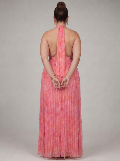 Cordelia | Robe Maxi à Encolure Halter et Jupe Plissée