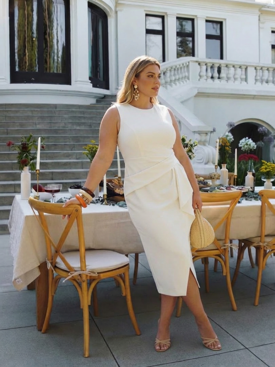 Floriane | Robe Midi Asymétrique sans Manches