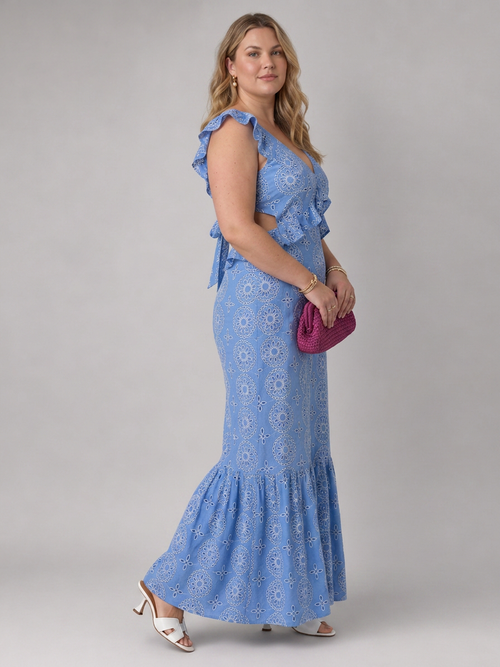 Ula | Robe Maxi Sans Manches avec Détails Volants