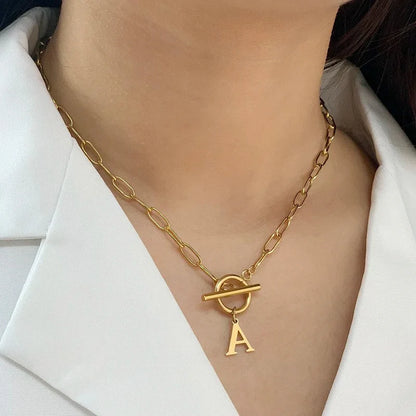 Collier Initiale Maille Trombone
