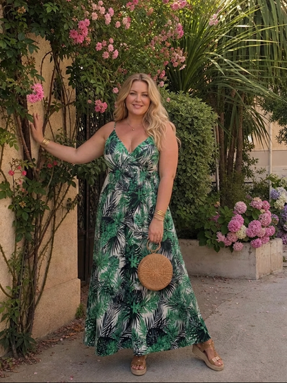 Odette | Robe midi sans manches à imprimé floral