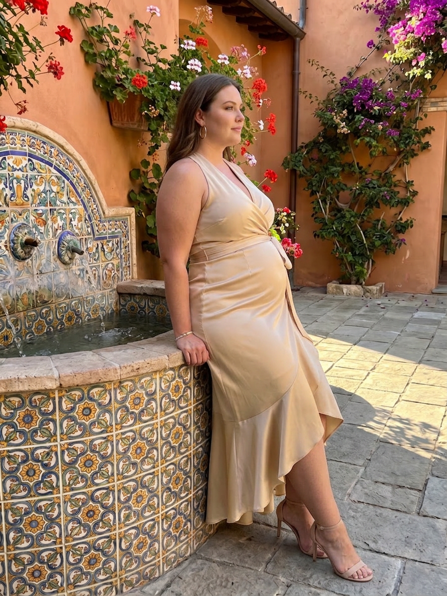 Amina | Robe Midi Asymétrique à Encolure Halter