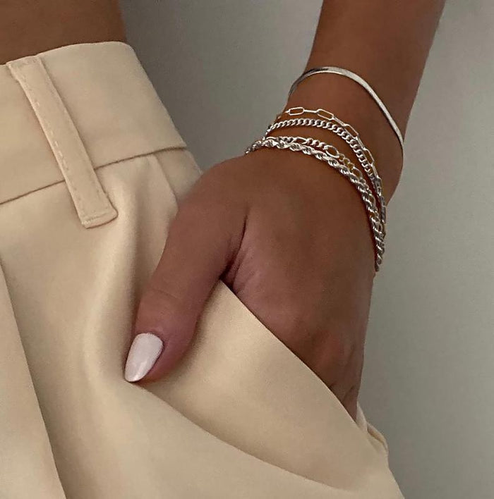 Ensemble de 5 Bracelets aux Mailles Contrastées
