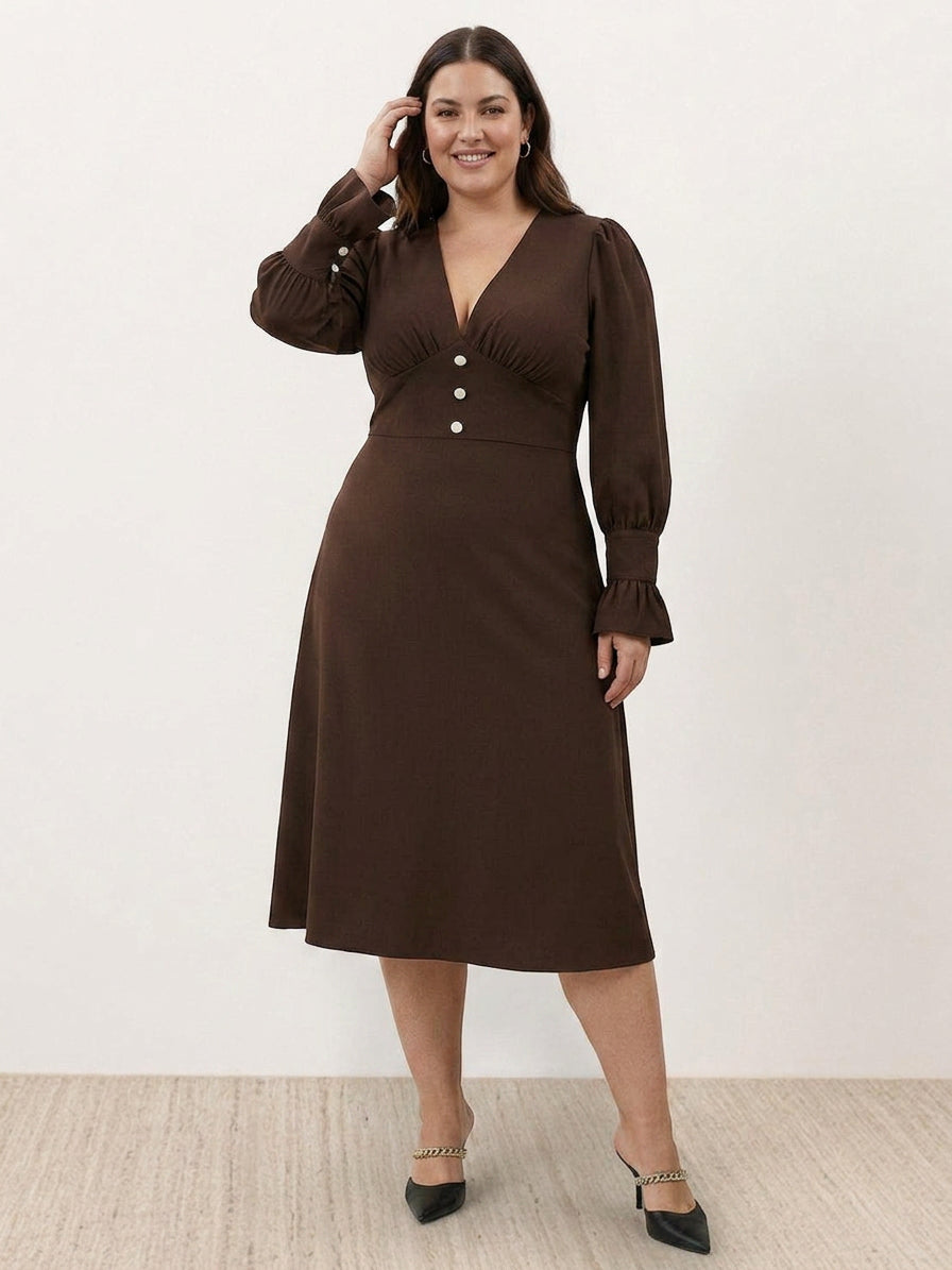 Bellamy - Robe Midi V-Cintrée Amincissante