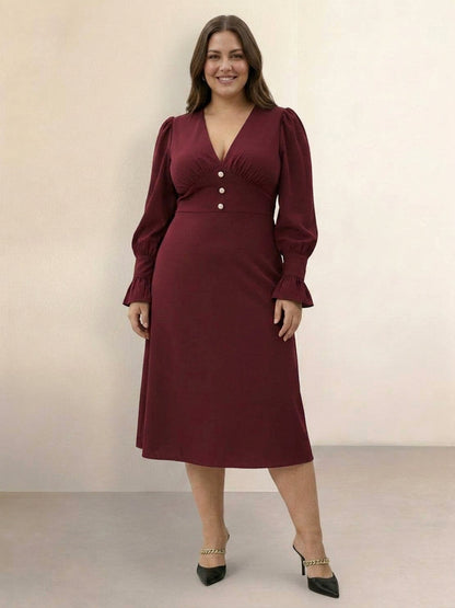 Bellamy - Robe Midi V-Cintrée Amincissante