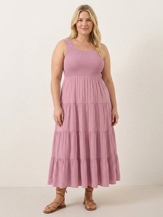 Cassia - Robe Maxi Sans Manches Froncée