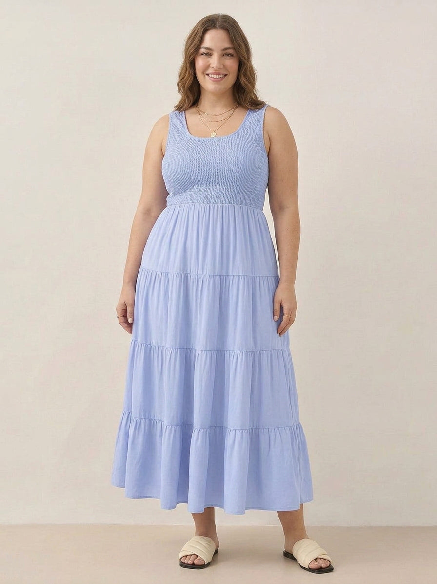 Cassia - Robe Maxi Sans Manches Froncée
