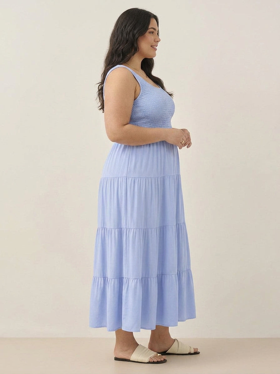 Cassia - Robe Maxi Sans Manches Froncée