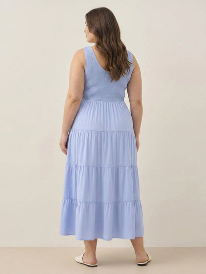 Cassia - Robe Maxi Sans Manches Froncée