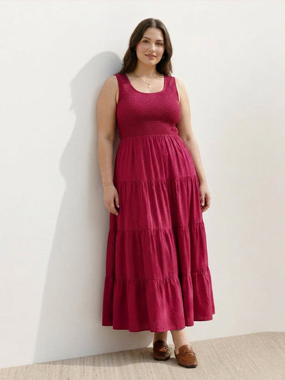 Cassia - Robe Maxi Sans Manches Froncée