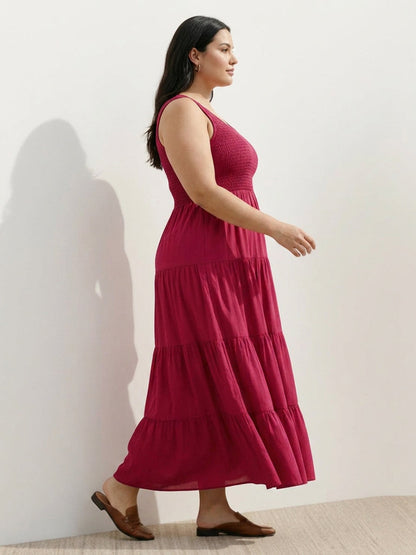 Cassia - Robe Maxi Sans Manches Froncée