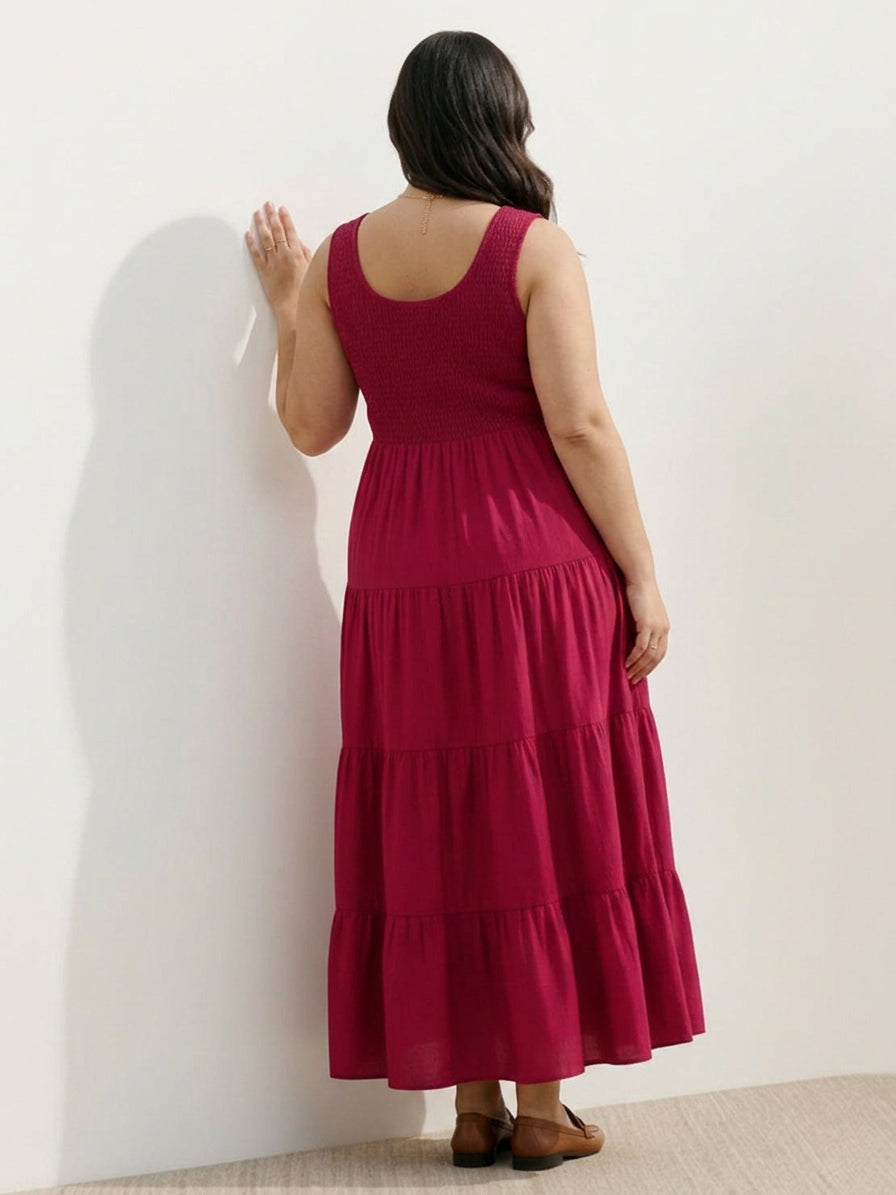Cassia - Robe Maxi Sans Manches Froncée