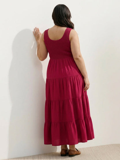 Cassia - Robe Maxi Sans Manches Froncée