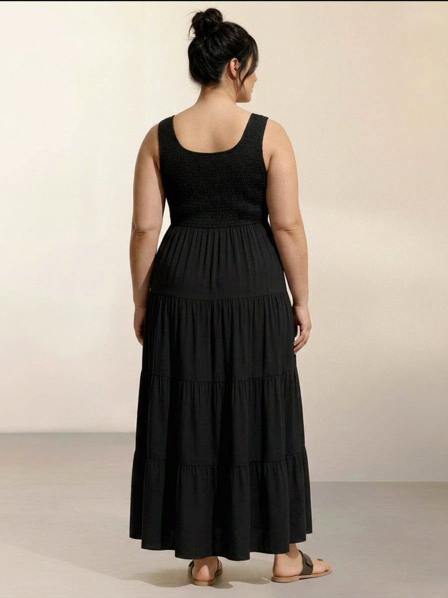 Cassia - Robe Maxi Sans Manches Froncée