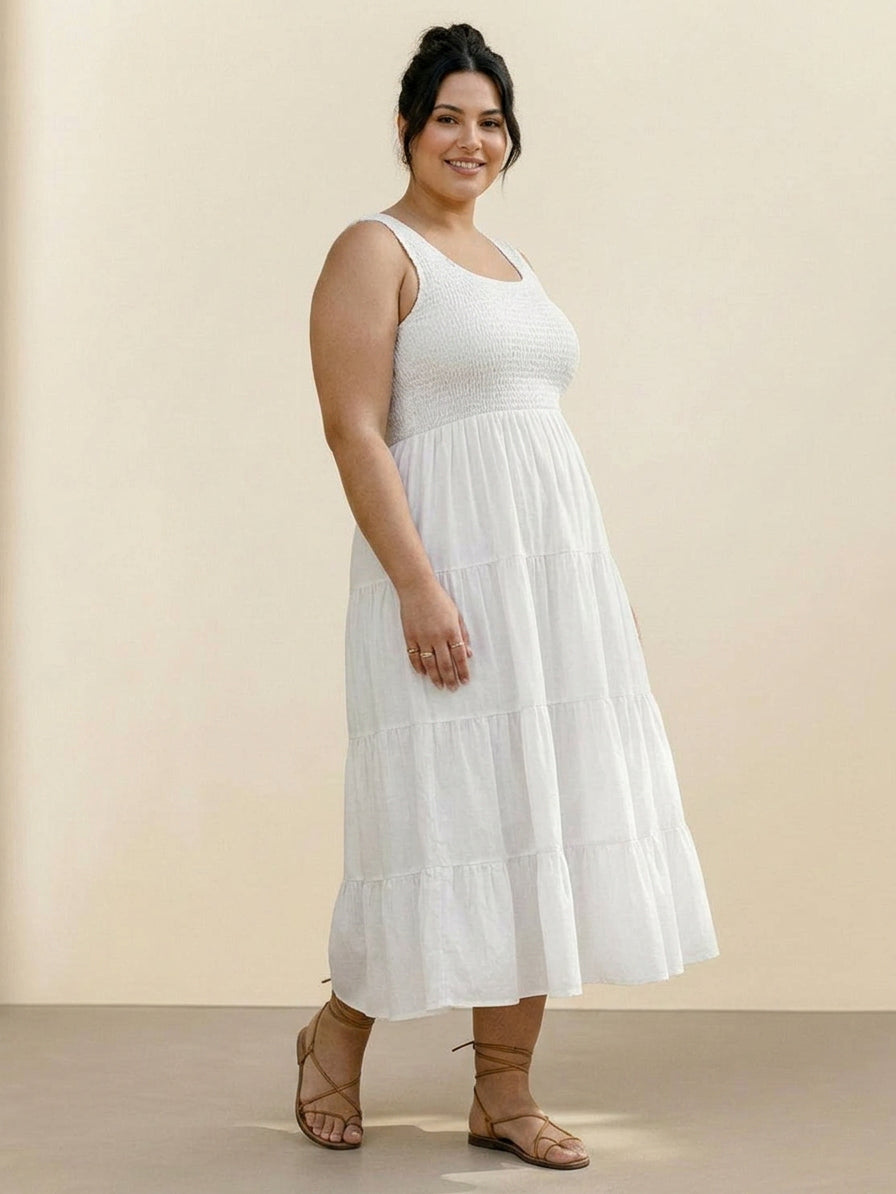 Cassia - Robe Maxi Sans Manches Froncée