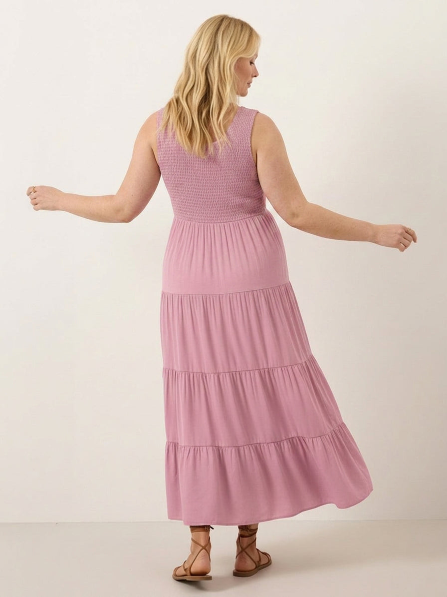 Cassia - Robe Maxi Sans Manches Froncée