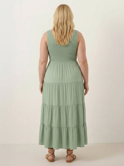 Cassia - Robe Maxi Sans Manches Froncée