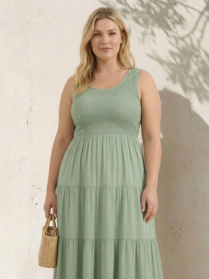 Cassia - Robe Maxi Sans Manches Froncée