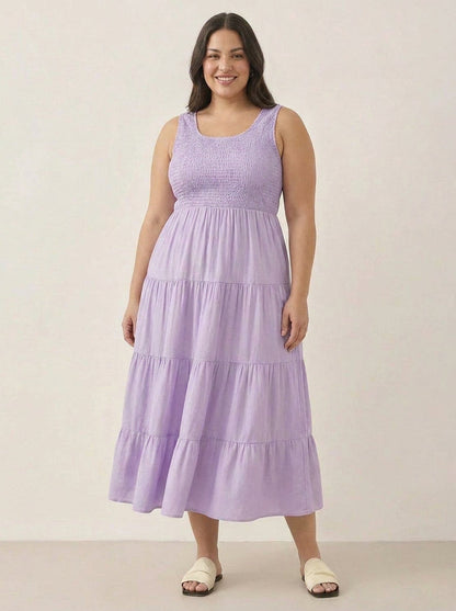 Cassia - Robe Maxi Sans Manches Froncée