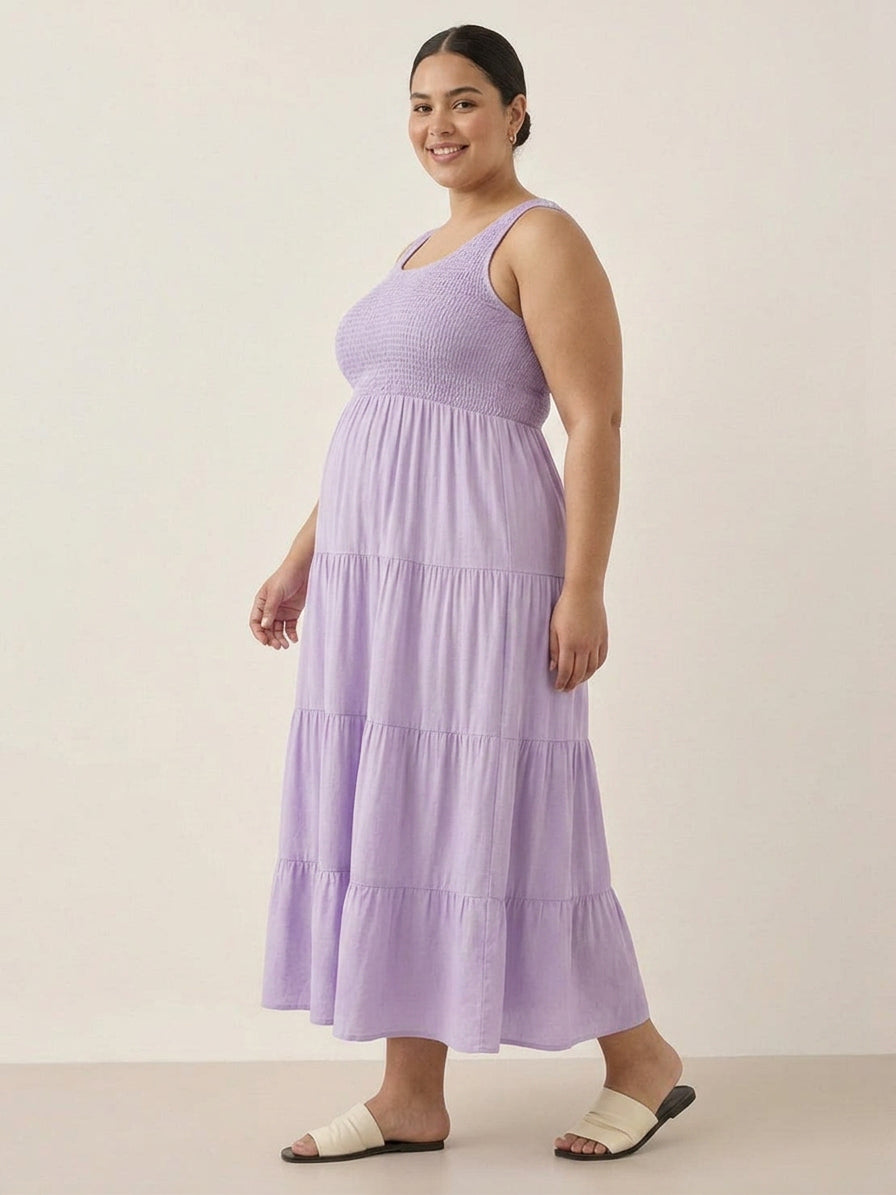 Cassia - Robe Maxi Sans Manches Froncée