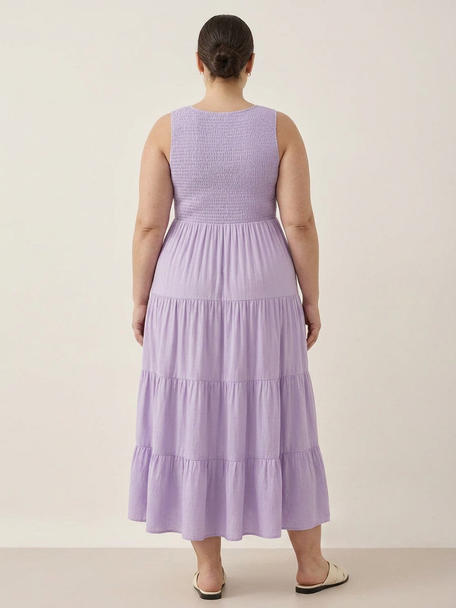 Cassia - Robe Maxi Sans Manches Froncée