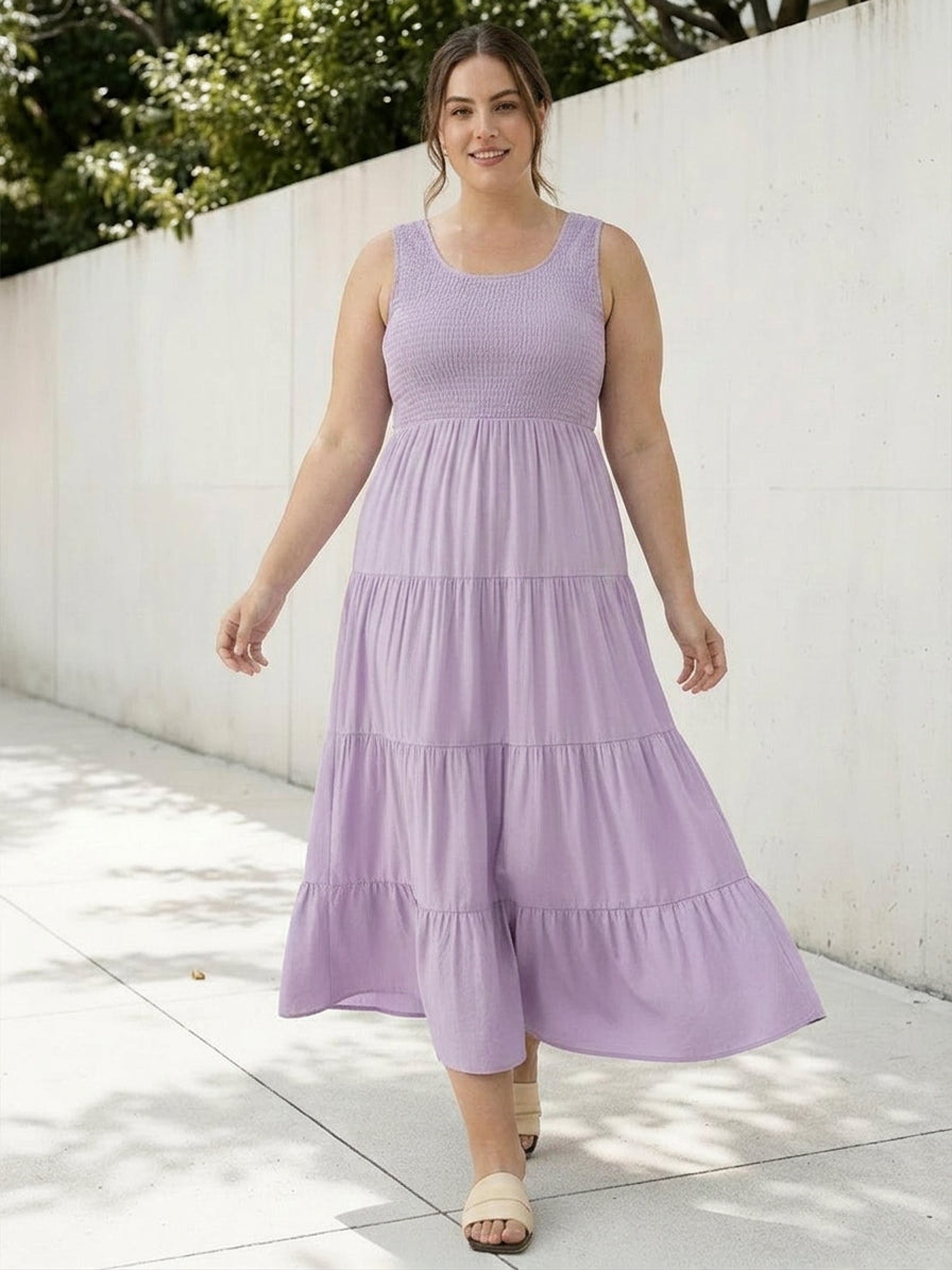 Cassia - Robe Maxi Sans Manches Froncée