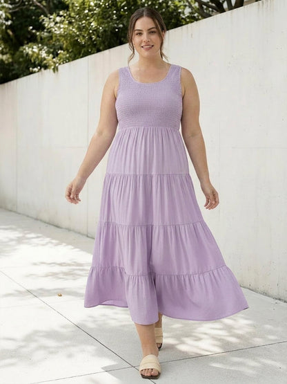 Cassia - Robe Maxi Sans Manches Froncée