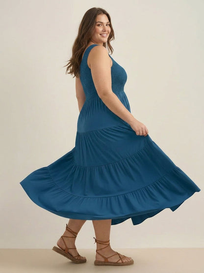 Cassia - Robe Maxi Sans Manches Froncée