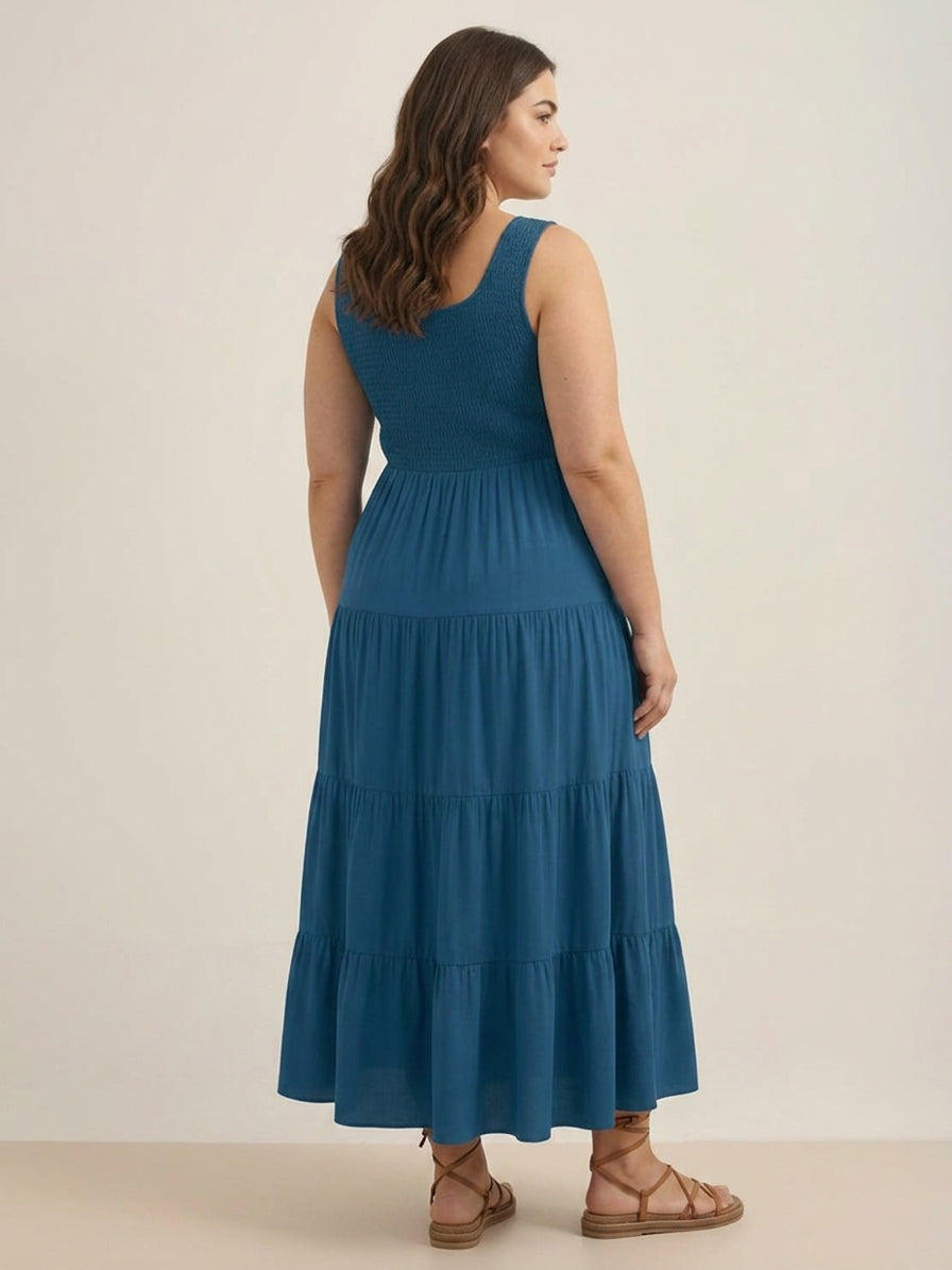 Cassia - Robe Maxi Sans Manches Froncée