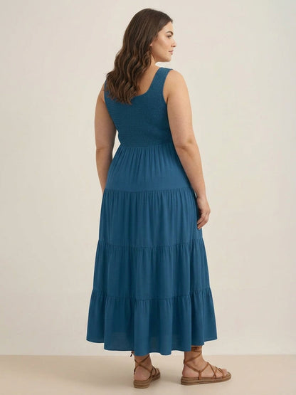 Cassia - Robe Maxi Sans Manches Froncée