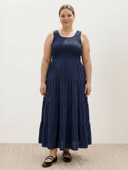 Cassia - Robe Maxi Sans Manches Froncée