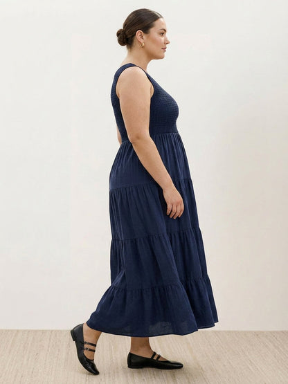 Cassia - Robe Maxi Sans Manches Froncée