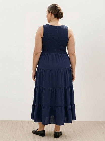 Cassia - Robe Maxi Sans Manches Froncée