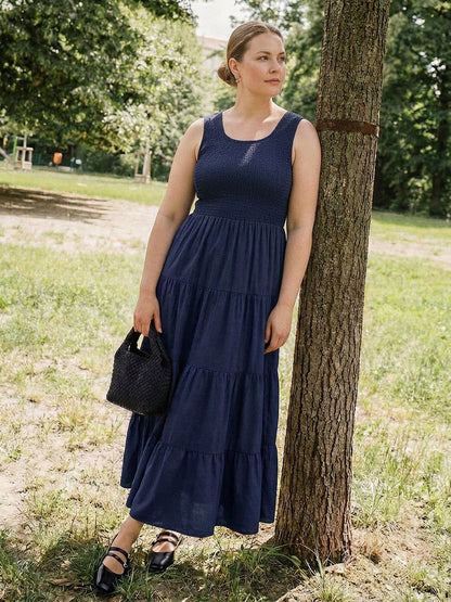 Cassia - Robe Maxi Sans Manches Froncée