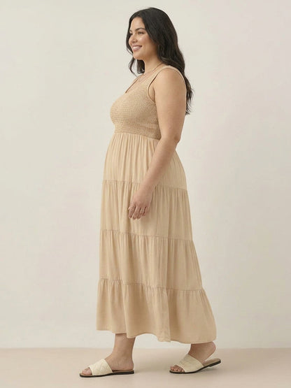 Cassia - Robe Maxi Sans Manches Froncée