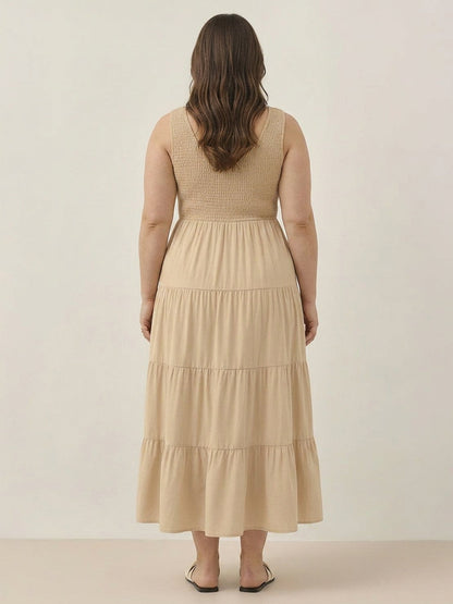 Cassia - Robe Maxi Sans Manches Froncée