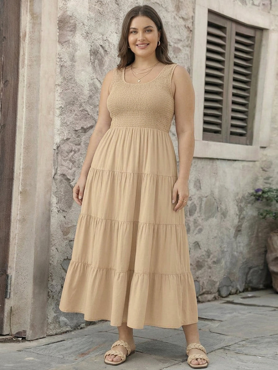 Cassia - Robe Maxi Sans Manches Froncée