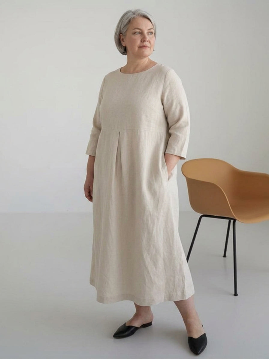Iona - Robe Taille Empire en Coton-Lin
