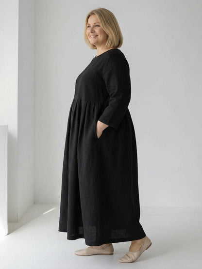 Iona - Robe Taille Empire en Coton-Lin