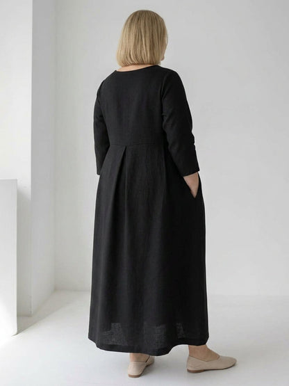 Iona - Robe Taille Empire en Coton-Lin