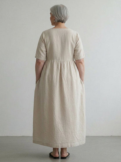 Iona - Robe Taille Empire en Coton-Lin
