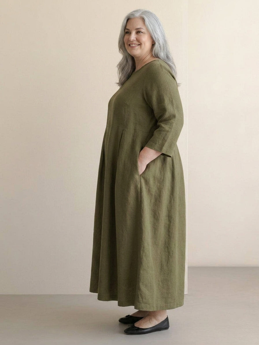 Iona - Robe Taille Empire en Coton-Lin